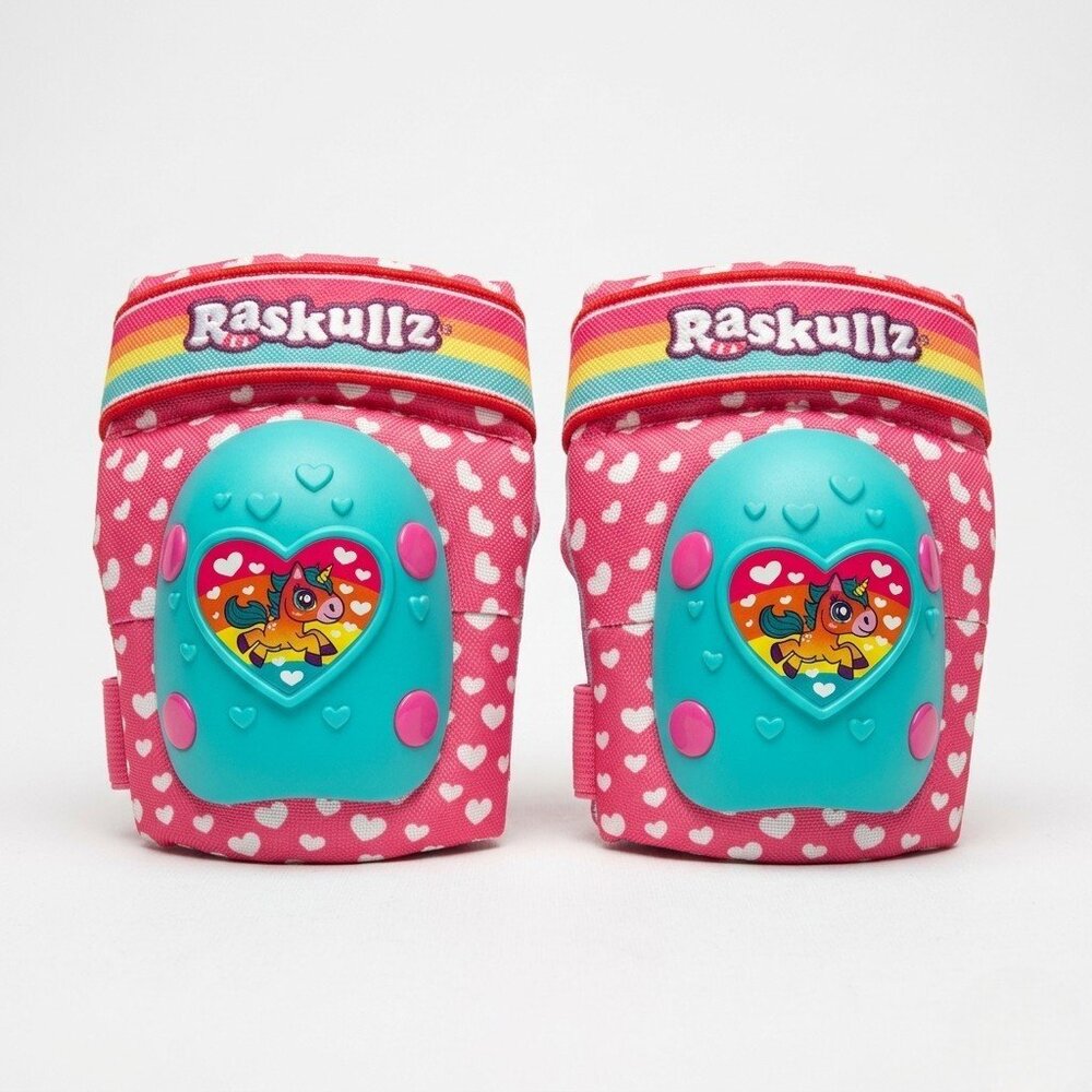 🐣 Raskullz Unicorn Heart Kids Knee Pads Red & Teal | OS 🦄✨⚡